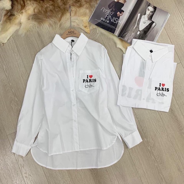 Áo sơ mi thụng túi ngực tim pari
