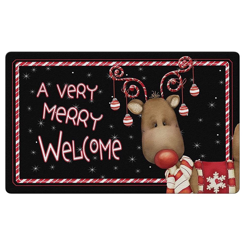 Thảm lót cửa chùi chân chống trượt in họa tiết Giáng Sinh sáng tạo 60x40cm