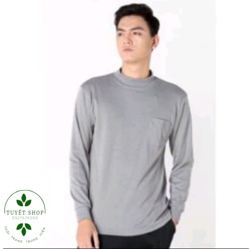 Áo thun dài tay nam Hanoisimex trung niên cổ 3 phân.
