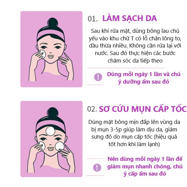 Bông Toner Tinh Chất Cà Tím HUNMUI HM29 làm sạch da, giảm mụn 110ml (2ml x 55 miếng)
