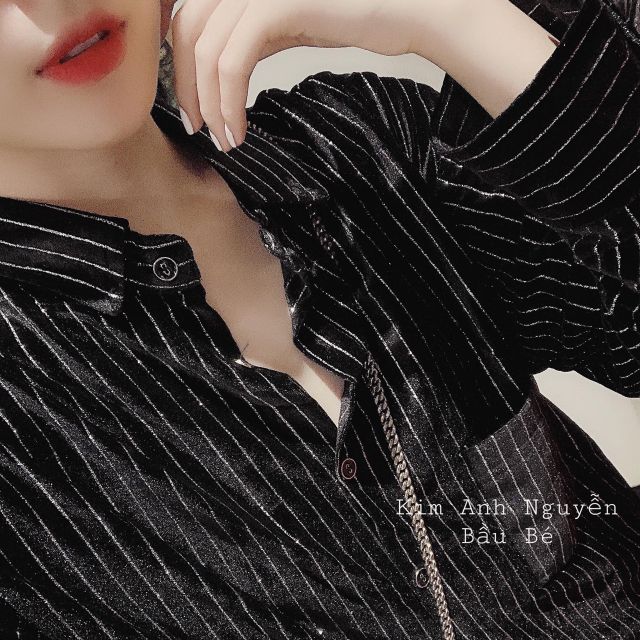 Áo sơmi nhung sọc kim tuyến hàng QCL1