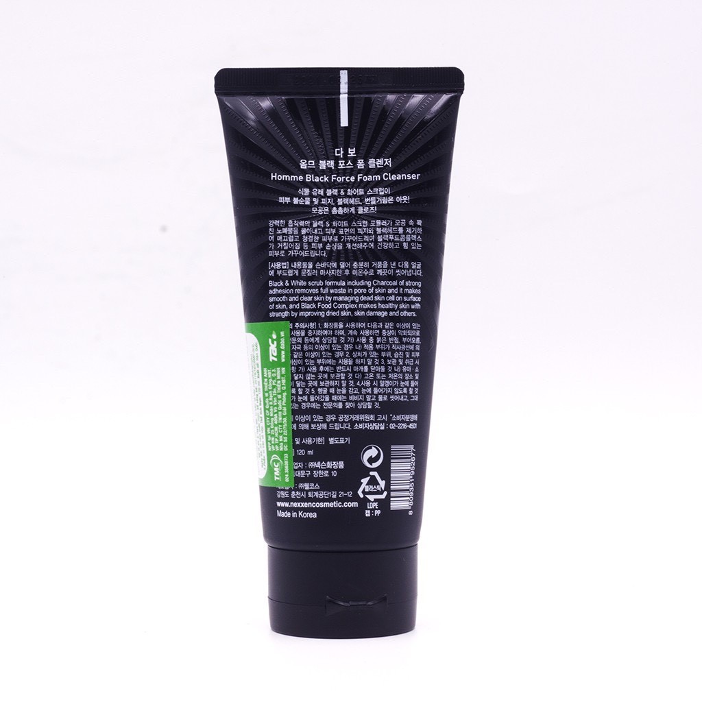 Sữa Rửa Mặt Cho Nam Da Dầu Mụn DABO Black Force Men Chính Hãng Hàn Quốc
