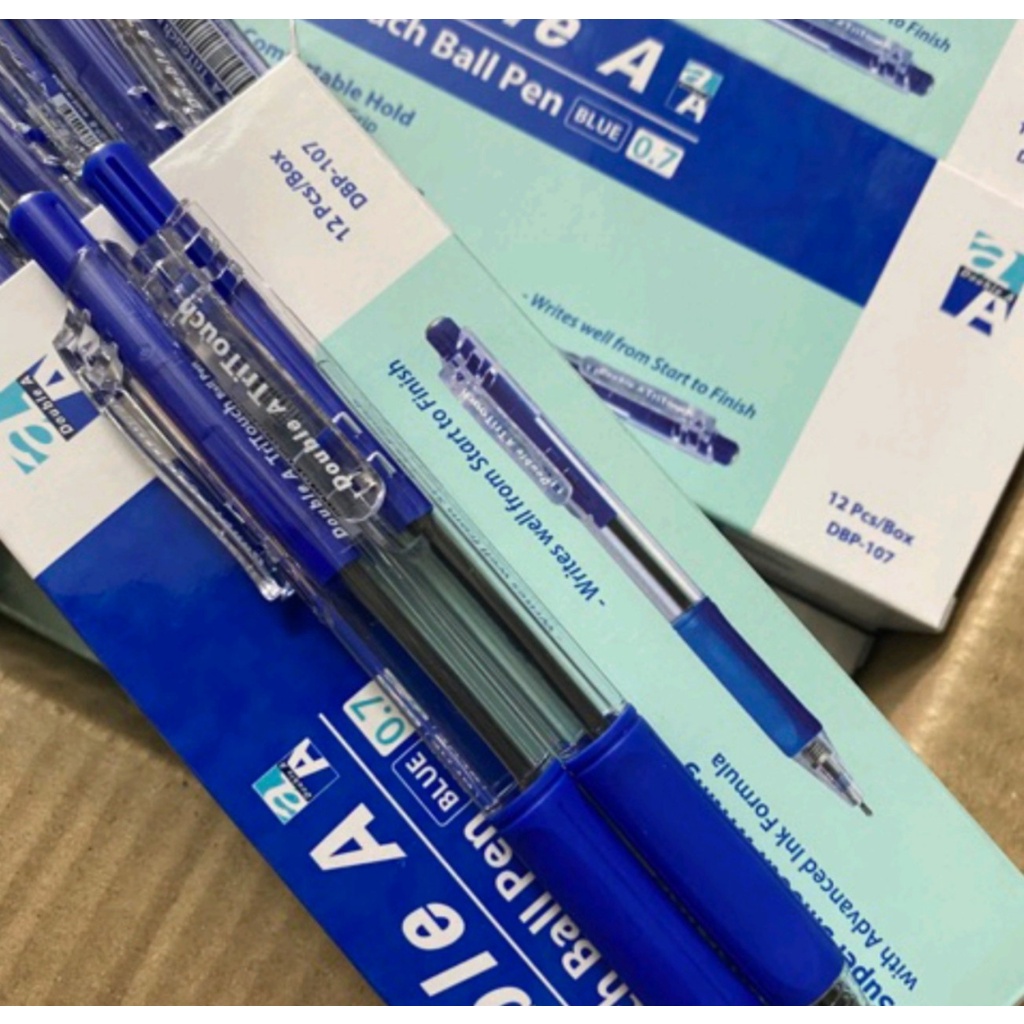 Combo 12 cây bút bi bấm nhiều màu Tritouch Double A ngòi 0.7mm - Bút bi học sinh, văn phòng
