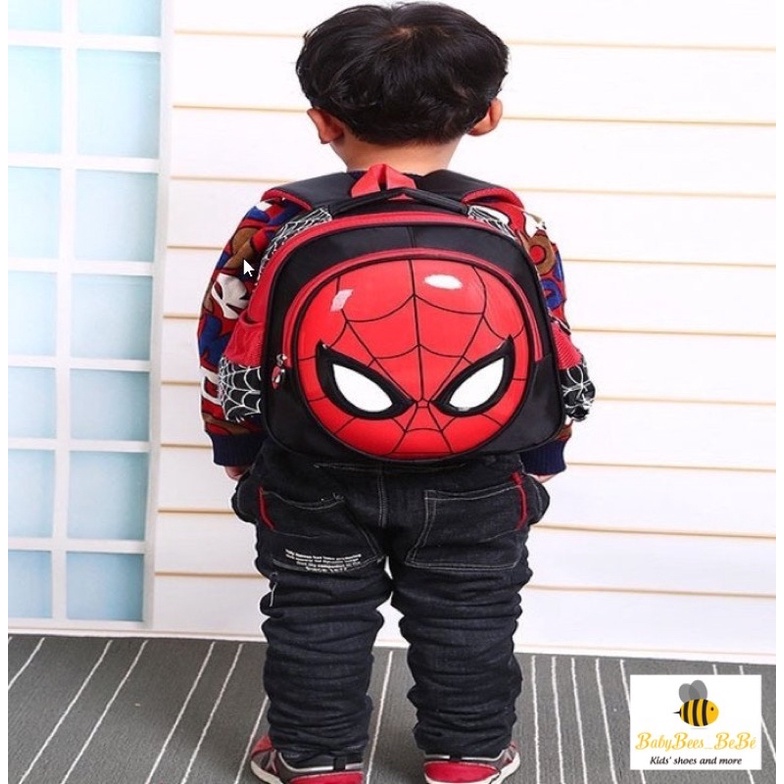 Balo siêu nhân Spider man cho bé mầm non, mẫu giáo năp nhựa chống nước, chống va đập