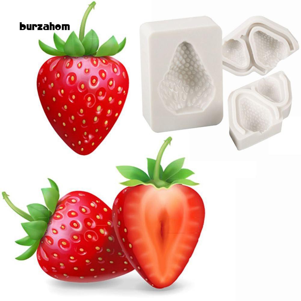 Set 3 khuôn silicon làm bánh hình dâu tây