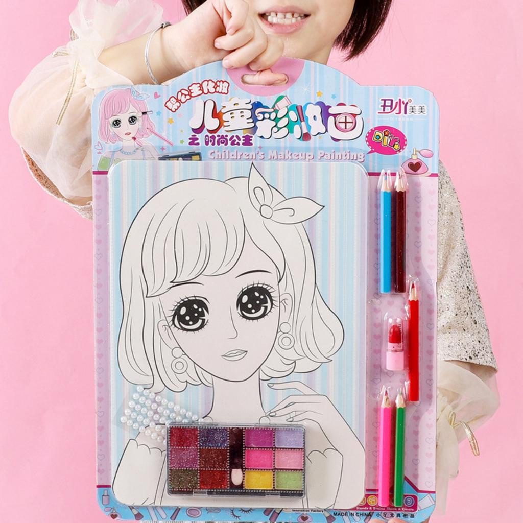 Tranh Tô Màu Trang Điểm Công Chúa Kèm Son Và Bảng Phấn Mắt Cho Bé Gái Thoả Sức Khám Phá/Quà Tặng Sinh Nhật