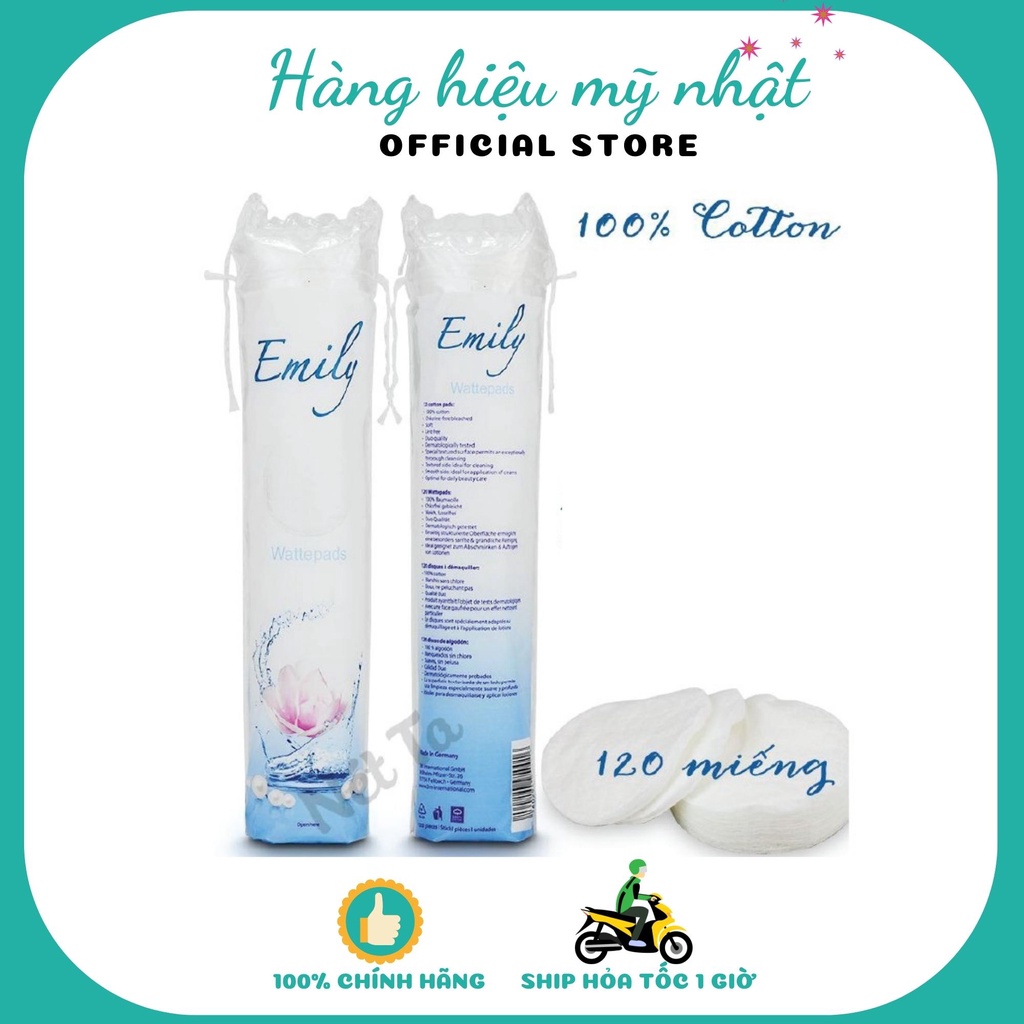Bông tẩy trang Emily Đức mềm mịn dịu nhẹ 120 miếng