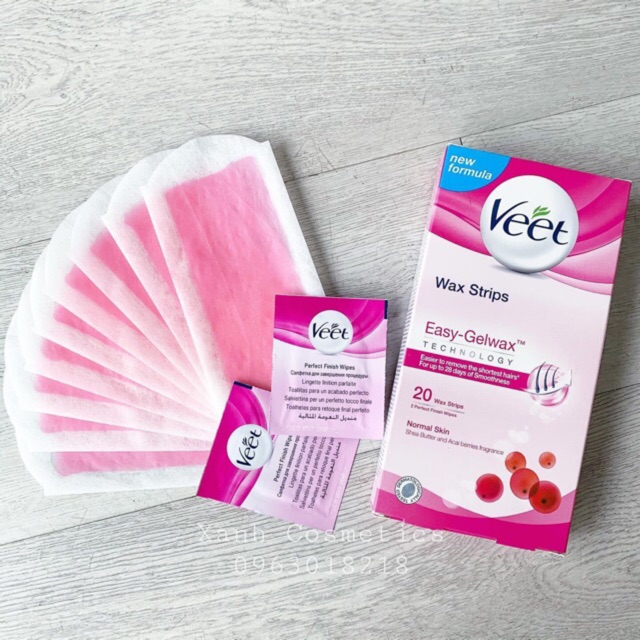 Miếng dán tẩy lông Veet wax strips (triệt lông nách, body, vùng kín bikini) - Chính hãng