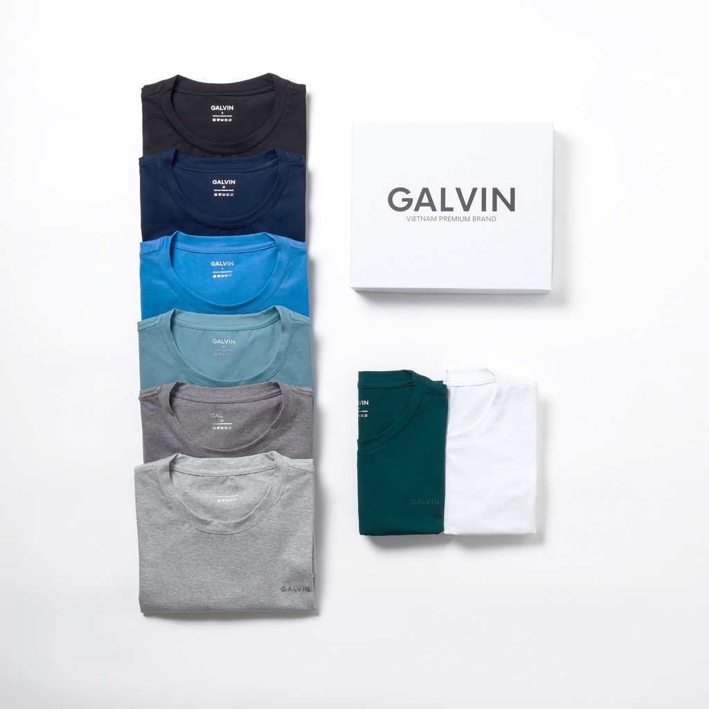 Áo thun nam cổ tròn Galvin Cotton 100% dòng Premium co giãn,form chuẩn fullbox APGV38