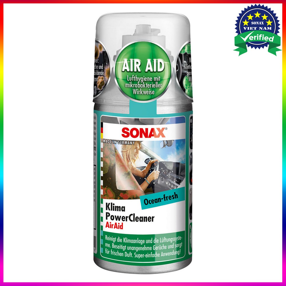 Khử mùi điều hòa ô tô dạng hơi Sonax Car A/C cleaner Ocean-fresh 100ml