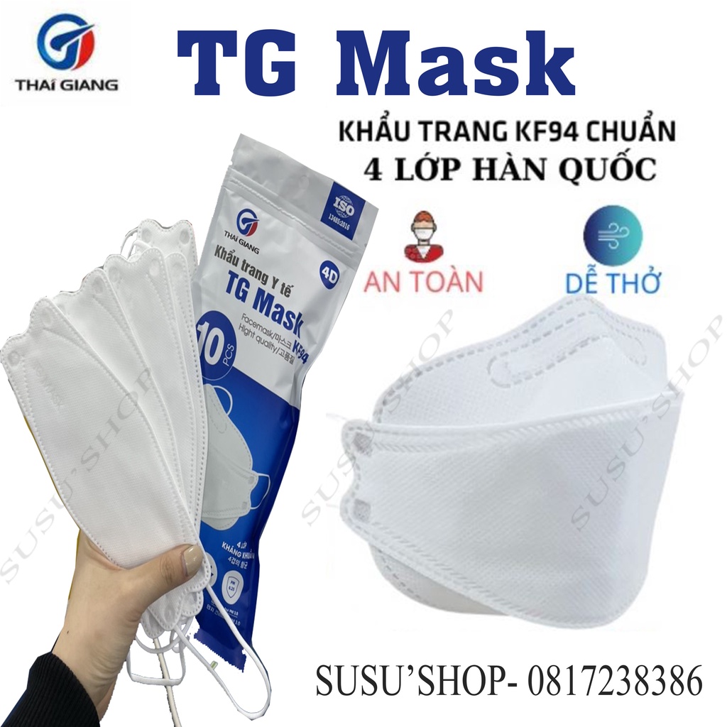 Khẩu Trang y tế Thái Giang 4 lớp công nghệ KF94 UNI MASK chống bụi mịn và kháng khuẩn cao cấp.