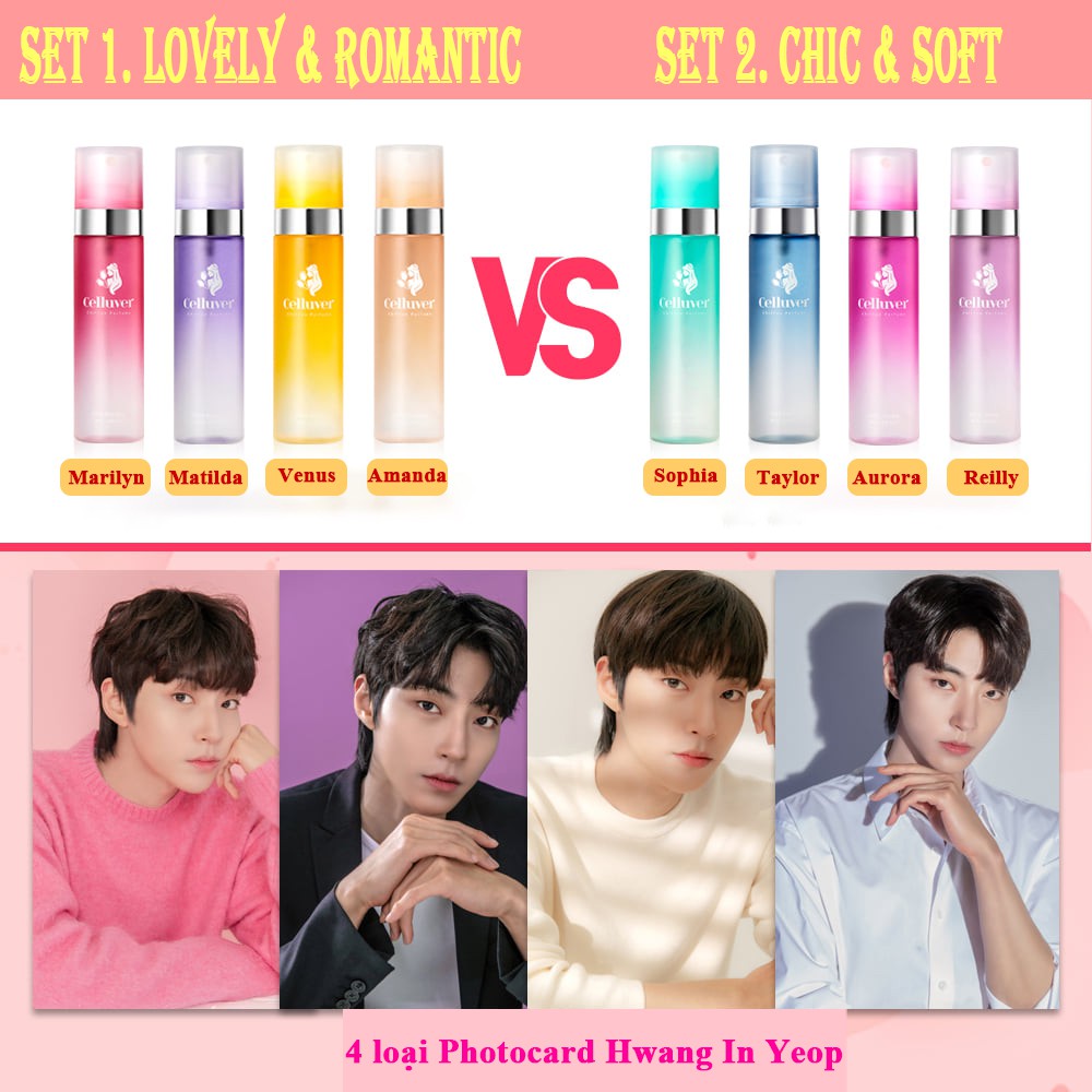 Set nước hoa 4 chai Celluver LOVELY & ROMANTIC Hàn Quốc + 4 Photocard Hwang In Yeop | Thế Giới Skin Care