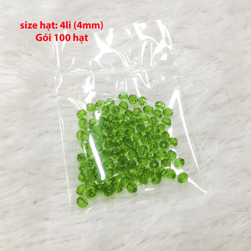 100 cườm nhựa acrylic size 4mm hạt xỏ vòng cute handmade