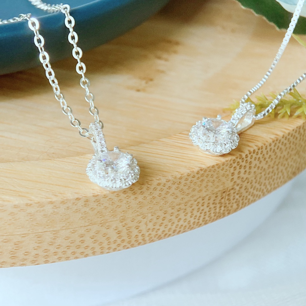 Dây chuyền bạc 925 mặt tròn đính đá nhỏ sáng lấp lánh thời trang cho nữa ANTA Jewelry - ATJ6544M