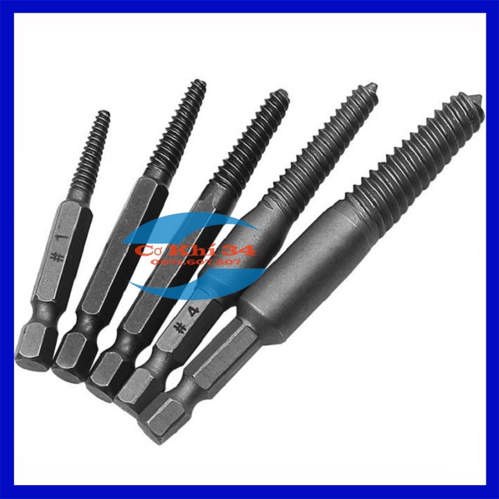 Bộ tháo ốc gãy chuôi lục giác cho máy khoan, máy bắn vít 5 pcs
