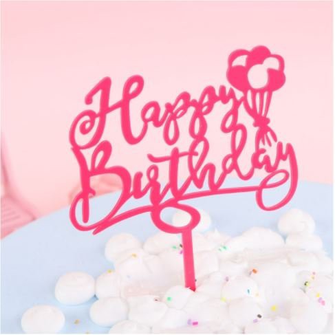 Phụ Kiện Trang Trí Bánh Sinh Nhật Bánh Kem - Combo 10 chiếc mica tráng gương hpbd chùm bóng vàng