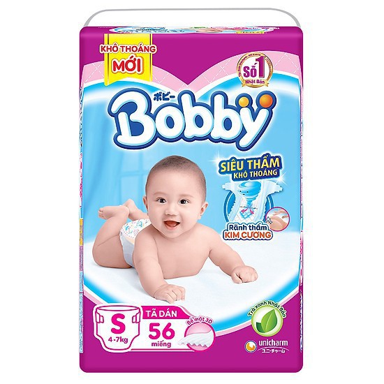 [MKBOB11 -8%][Tặng Set Mũ Yếm, Khăn Xô &amp; Bao Tay Sơ Sinh] Combo 01 Miếng lót Bobby Newborn 2-60 + 01 Tã Dán Bobby S56