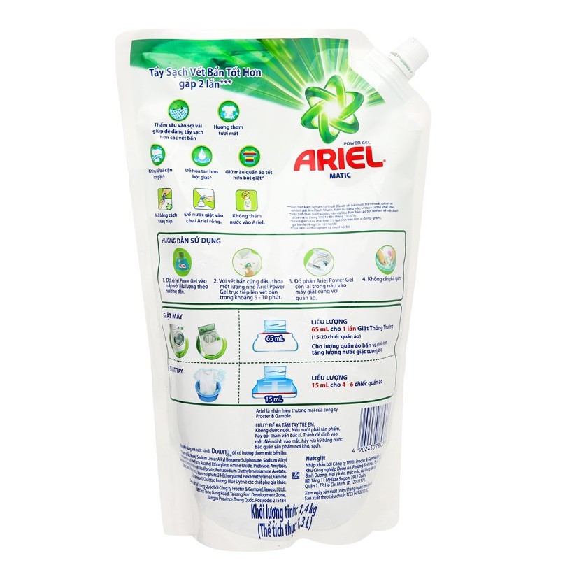 Nước giặt Ariel Matic túi 1.4kg