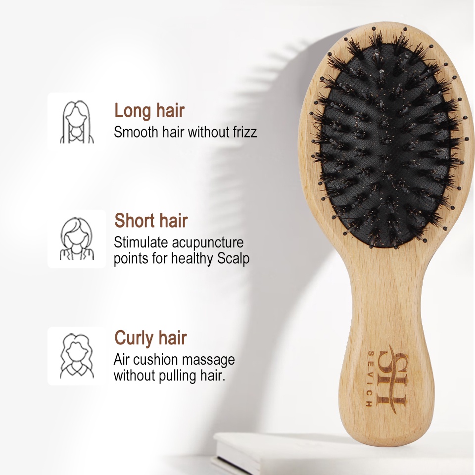 Lược chải tóc SEVICH bằng gỗ massage da đầu chống tĩnh điện