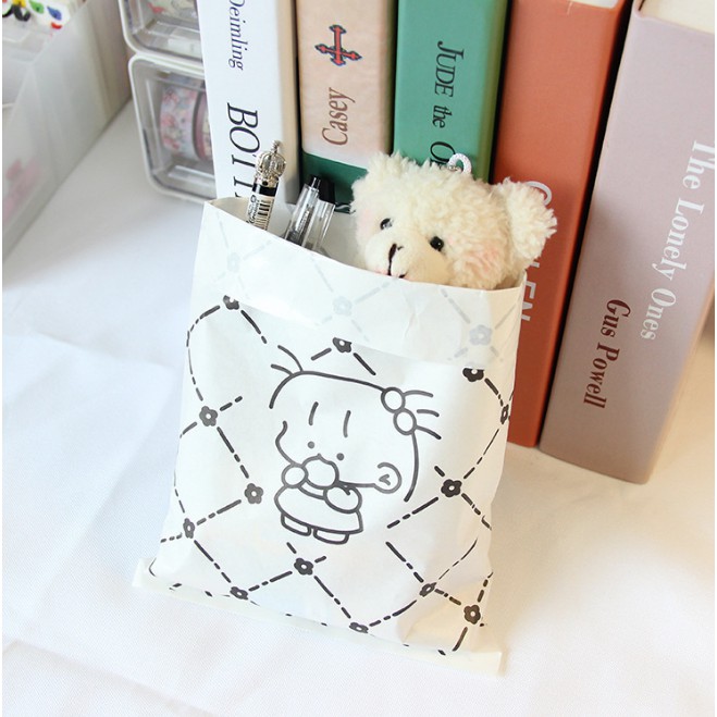 Túi Giấy Đựng Thức Ăn In Hình Thỏ Màu Trắng Đen Dễ Thương