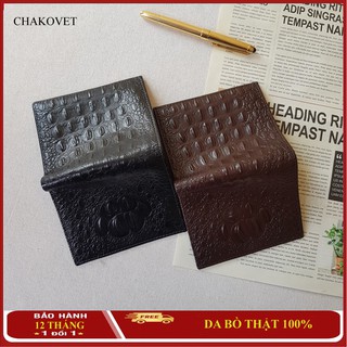 Ví nam da bò vân cá sấu Chakovet V.99A, Kiểu bóp nam dáng đứng đựng tiền và thẻ, GPLX loại cũ, Nâu Đen