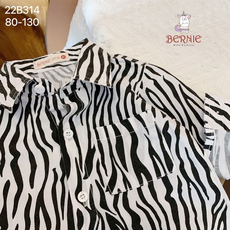 Bộ sơ mi dài tay Bernie họa tiết vằn bao bảnh cho bé trai