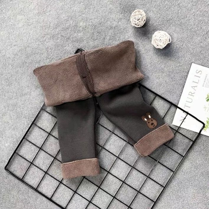 Quần legging vải lông cừu hai lớp dày dặn giữ ấm mùa thu đông cho bé gái 2021
