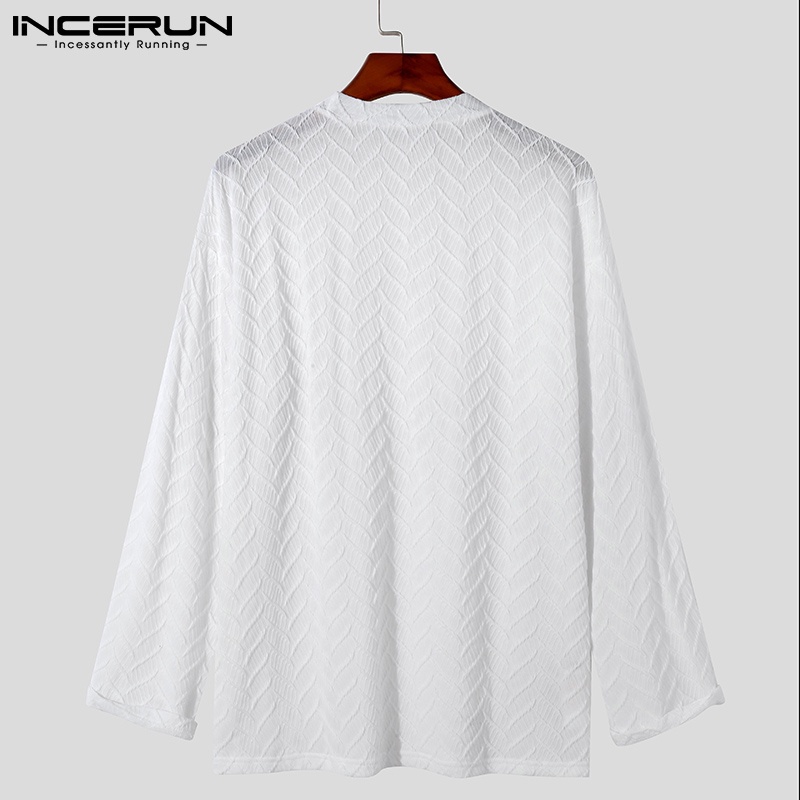 Áo chui đầu INCERUN thời trang cơ bản cho nam dài tay màu trơn