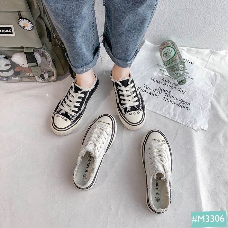 ( Hàng Đẹp ) Giày Sục Nữ MINSU M3306 Style Giày Lười Thể Thao Sneaker Bata Rách Hàn Quốc Giúp Bạn Gái Năng Động Khi Đi C