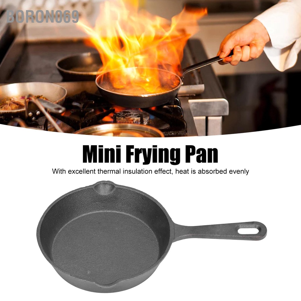 cái chảo Đường kính 14CM Chảo chiên mini bằng gang có đáy phẳng chống dính cho nhà bếp gia đình Boron069