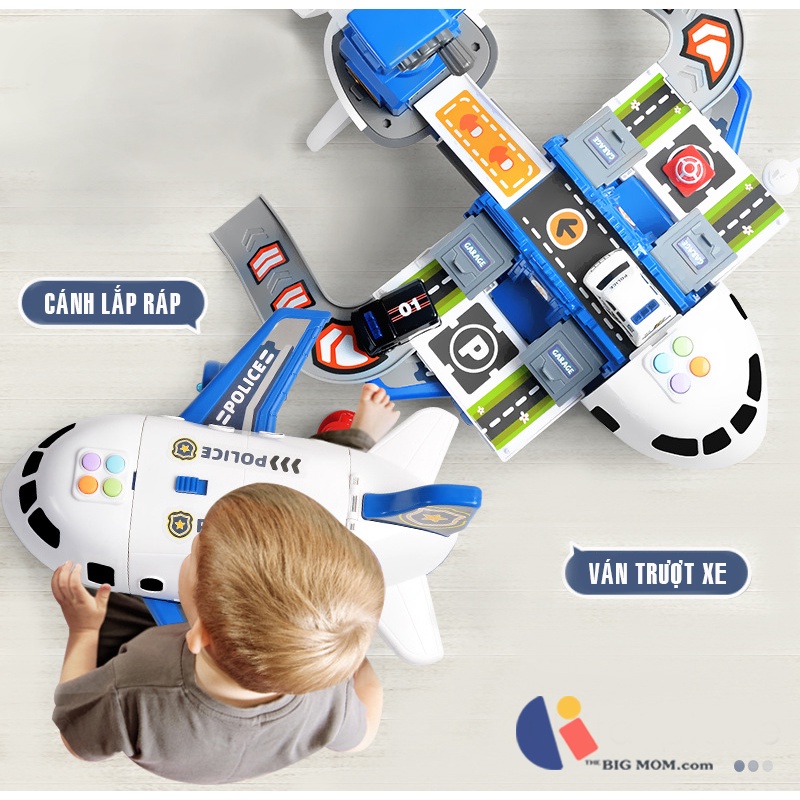Máy Bay Biến Hình - Kèm Ô Tô Con và 14 Phụ Kiện Cần Cẩu Lắp Ráp Độc Đáo - Đồ Chơi Bé Trai
