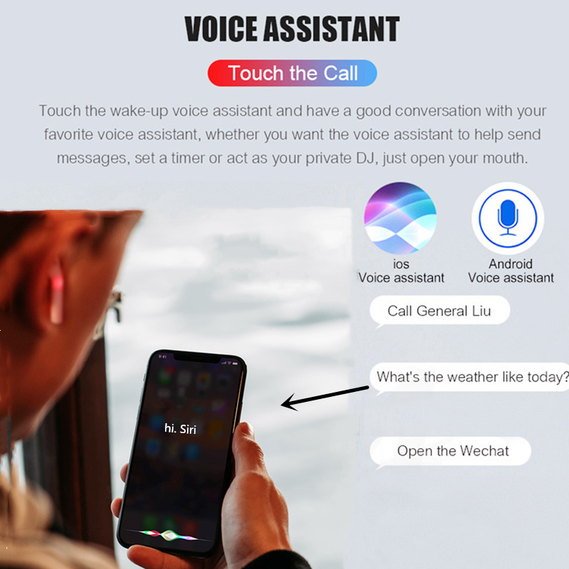 Bộ tai nghe nhét tai ko dây cảm ứng 5.0 thích hợp cho android & điện thoại Apple