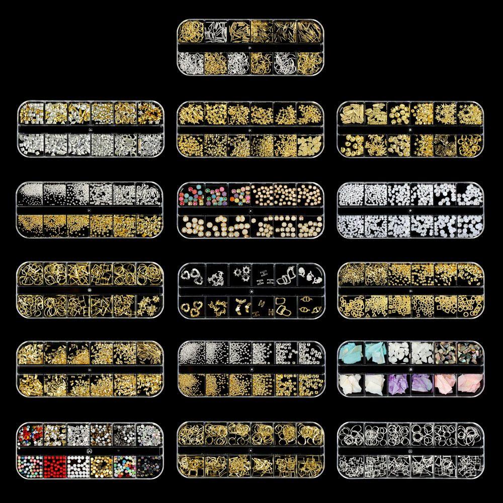 MIH Hộp Phụ Kiện Đinh Tán 3D Hình Trăng Sao Trang Trí Móng Tay