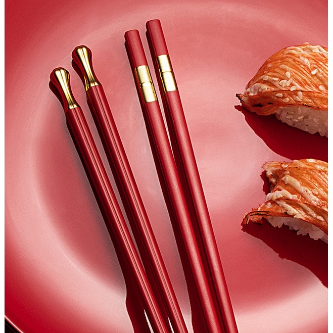 Bộ 5 đôi đũa đỏ viền vàng sang trọng T21