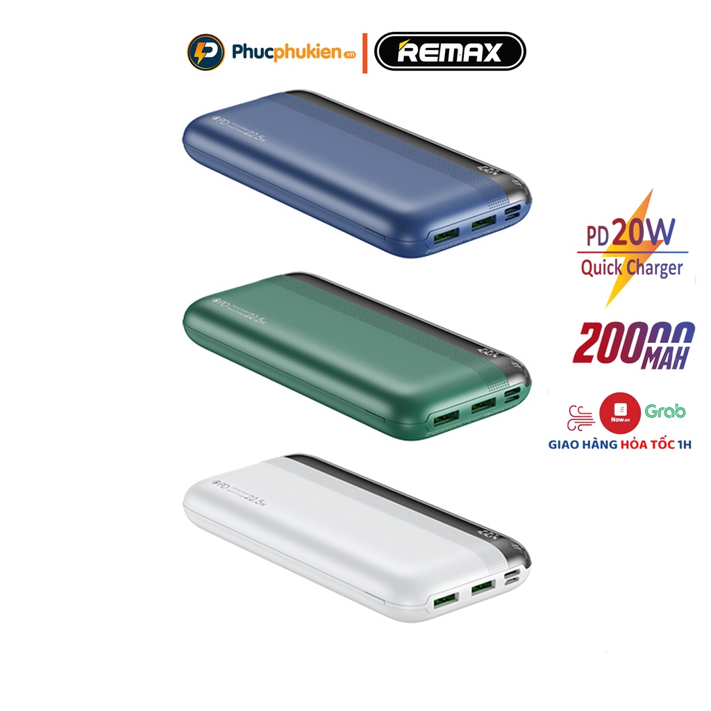 Sạc dự phòng 20000mah chính hãng Remax RPP180 sạc nhanh iPhone 18w và 20w sạc 3 thiết bị cùng lúc - Phúc Phụ kiện