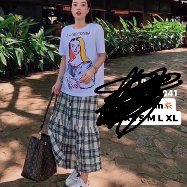 Chân váy caro zara auth size s