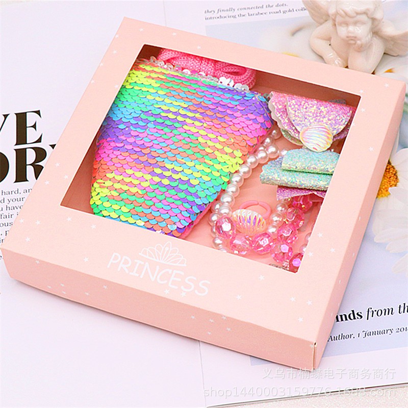 Set 7 Vòng cổ/Khuyên Tai/Kẹp Tai Hình Đuôi Cá Trong Frozen Mới