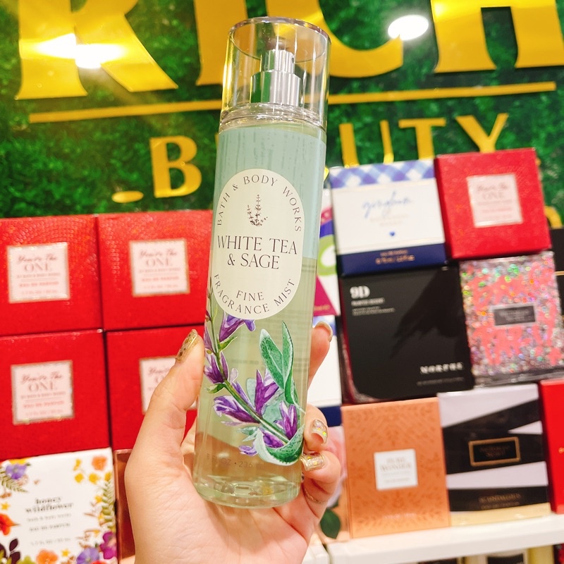 WHITE TEA &amp; SAGE - Xịt Thơm Toàn Thân Body Mist Bath &amp; Body Works