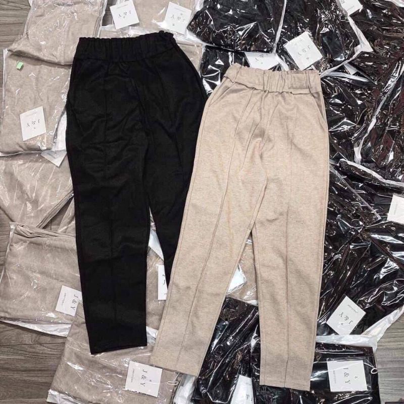 Quần lửng baggy dạ mềm ZARA xuất xịn lưng thun màu nâu be