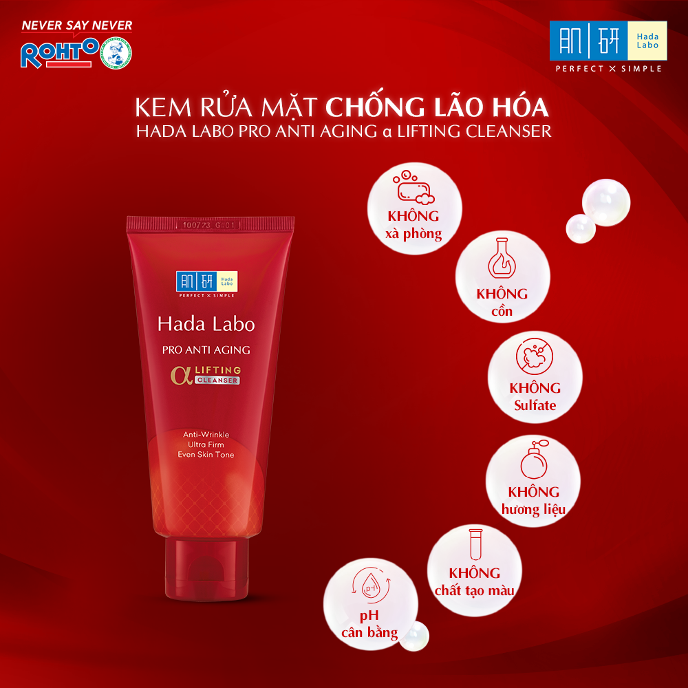 Kem rửa mặt dưỡng chuyên biệt chống lão hóa Hada Labo Pro Anti Aging Cleanser 80g