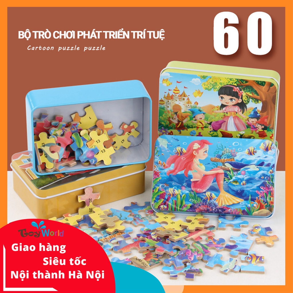Bộ Tranh Ghép Hình Bằng Gỗ 60 Mảnh Cho bé 3-10 Tuổi Giúp Phát Triển Tư Duy Toàn Diện