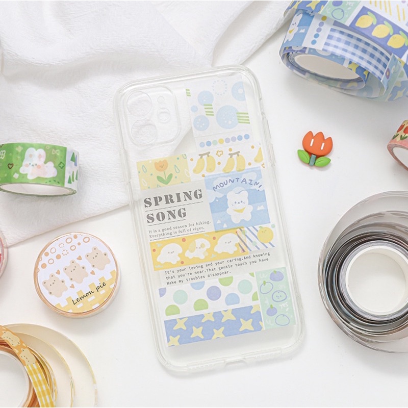 Washi tape/Cuộn băng dính washi tape dài 5 mét chủ đề thú cưng hoạt hình trang trí sổ planner bullet journal Tẻn Tẻn