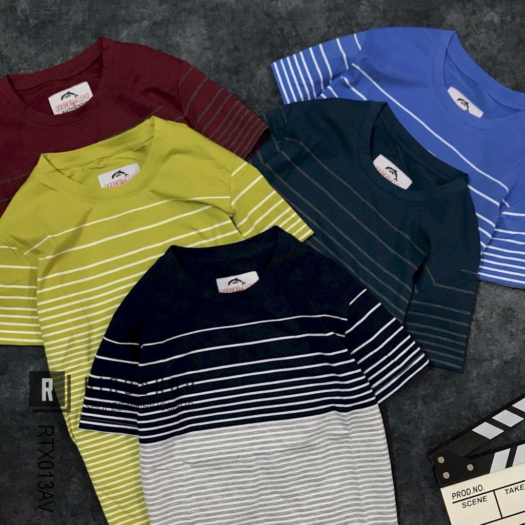 [XẢ KHO] Áo phông nam cổ tròn sọc ngang cao cấp RTX013av - áo thun nam cotton Riooshop | BigBuy360 - bigbuy360.vn