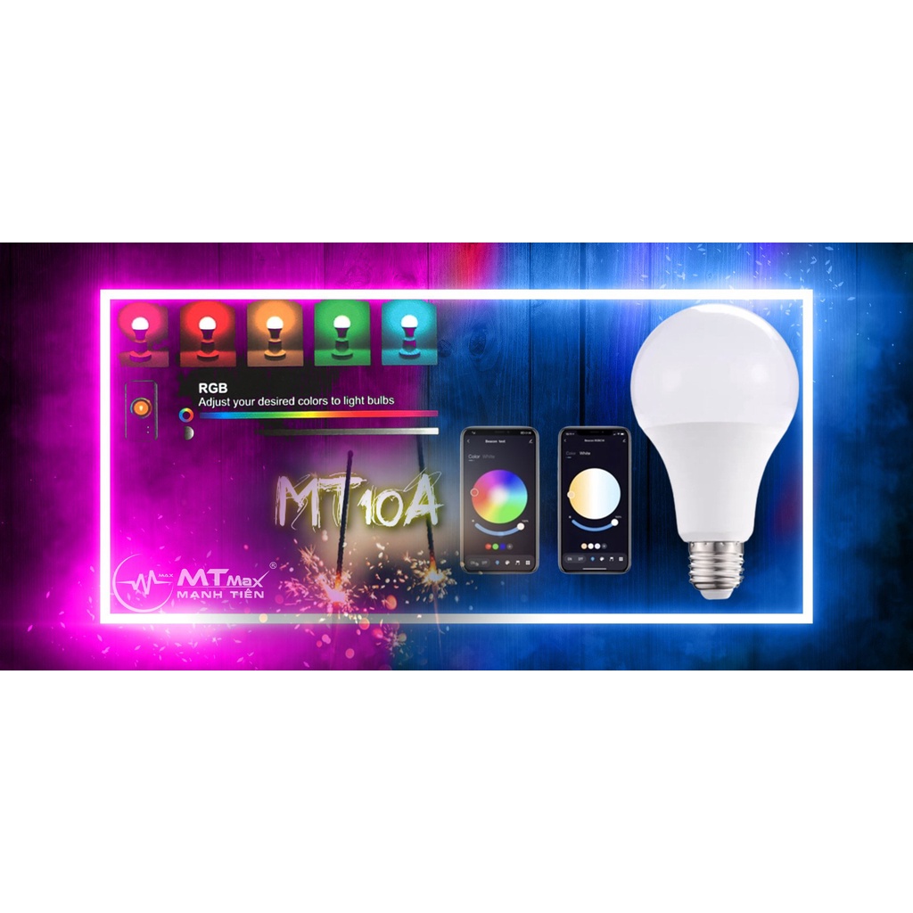 Đèn led đa năng MTMAX MT10A 16 triệu màu sắc quay tiktok decor sử dụng app cảm biến âm nhạc tặng kèm chuôi đèn nhỏ gọn
