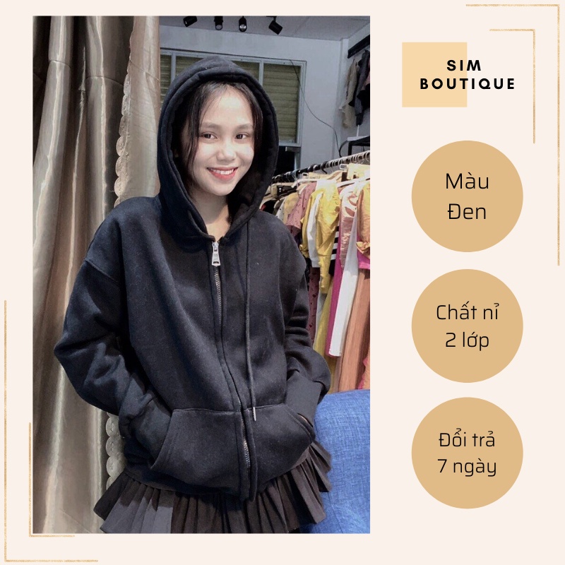 Áo khoác nỉ hoodie trơn Unisex - Tay dài form rộng có mũ dáng suông ulzzang nam nữ HOT