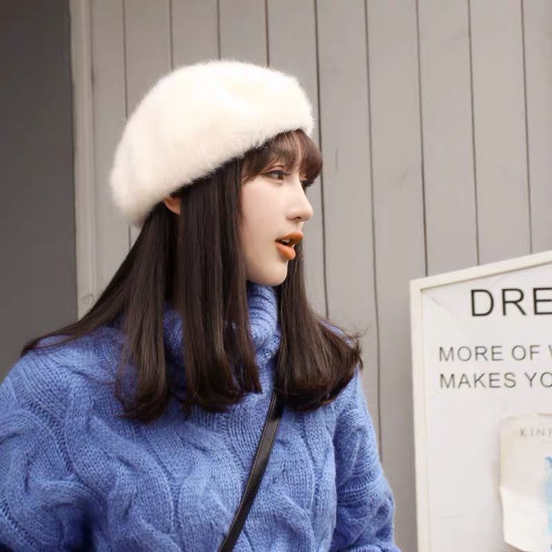 Autumn and winter fashion fur beret for women