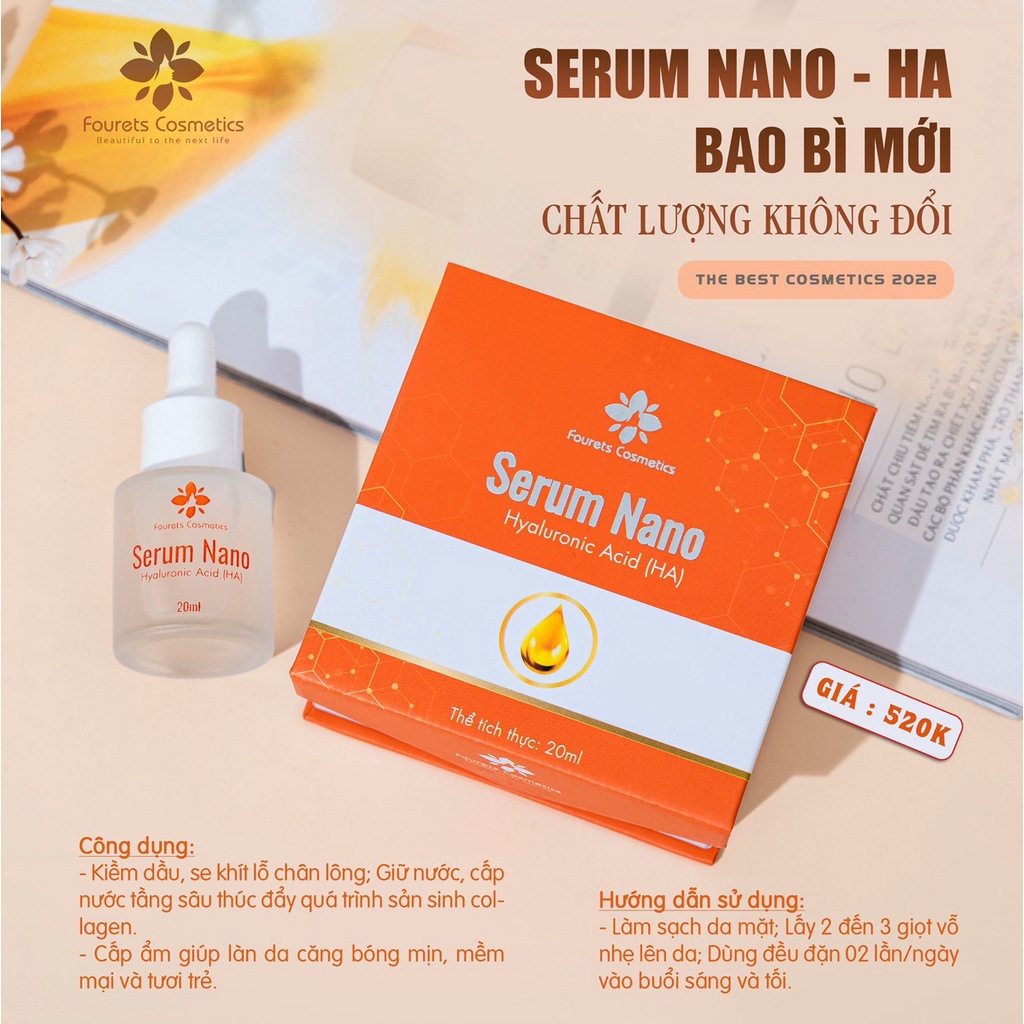 Serum Nano Hyaluronic Acid (HA) - 20ml ⚡CHÍNH HÃNG⚡ Kiềm Dầu Se khít lỗ chân lông Giữ nước Cấp nước Cấp ẩm làn da. serum