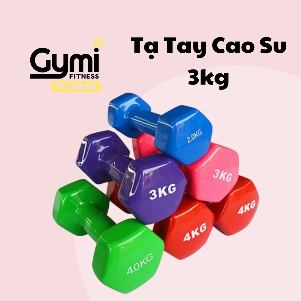 Tạ tay nữ 3kg lõi gang đặc bọc cao su tập gym yoga chống trơn trượt, xước vỡ sàn