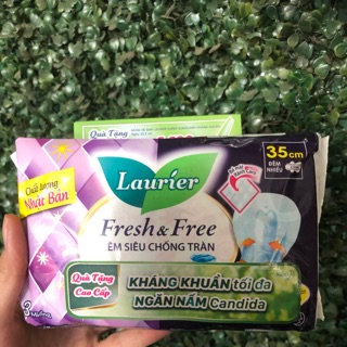 Băng vệ sinh LAURIER BAN ĐÊM 35cm của Nhật tặng 1 miếng diệt khuẩn hằng ngày