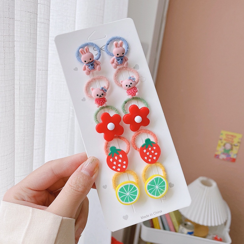 10 Dây cột tóc cao su họa tiết hoạt hình đáng yêu dành cho bé gái